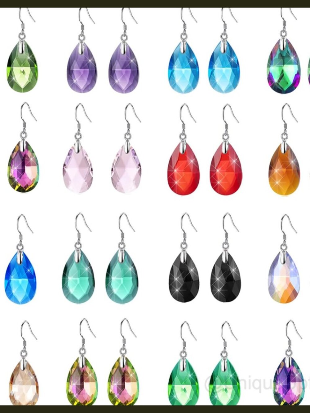 16 Pairs Crystal Dangle Drop Earrings Set Resin French Wire Women